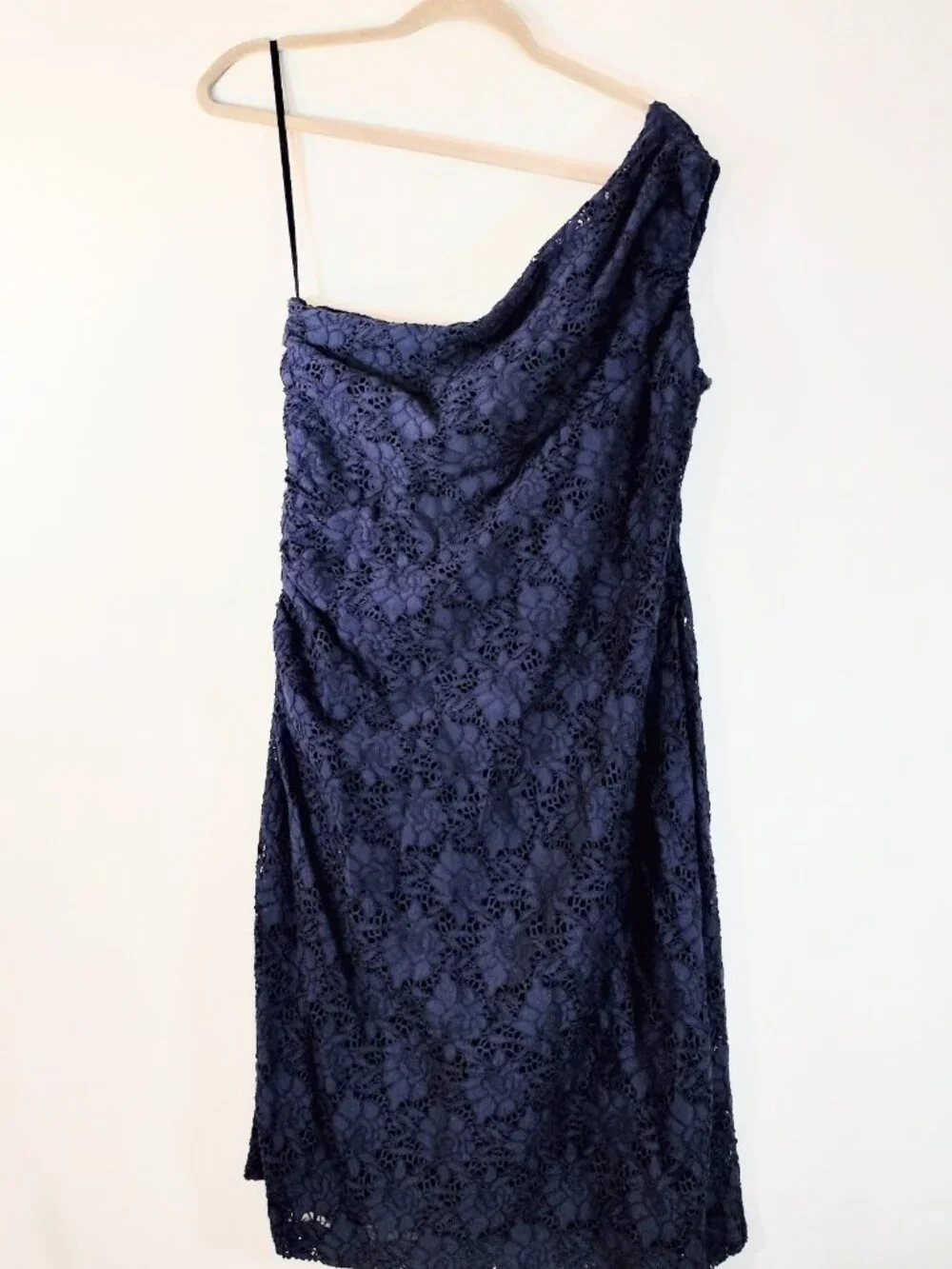 Ralph Lauren Navy Blue Lace Ruched One-Shoulder Sheath Dress - Picture 8 of 8